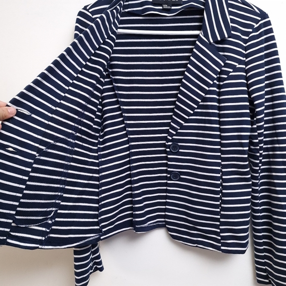 Forever 21 Navy White Stripes Blazer Jacket Women's Size M - Picture 5 of 16